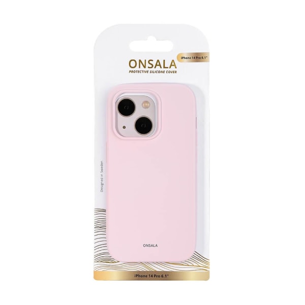 ONSALA iPhone 14 Pro Mobilskal Silikon Chalk Pink