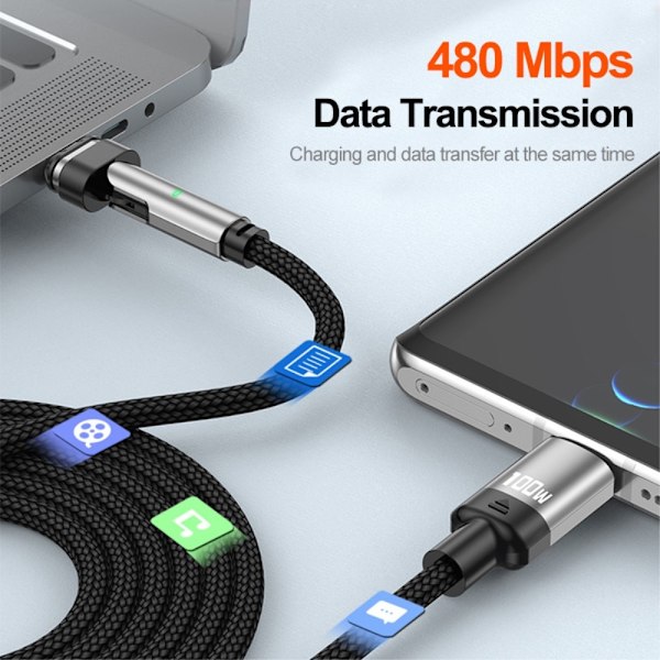 ENKAY 1 m 3in1 USB-C - Lightning / USB-C Magnetisk Svart