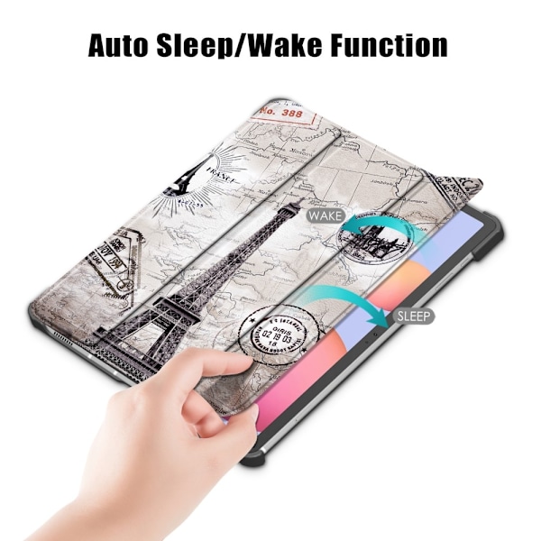 Galaxy Tab S7 FE/S7 Plus/S8 Plus Tri-Fold Läder Fodral Eiffeltornet Eiffeltornet