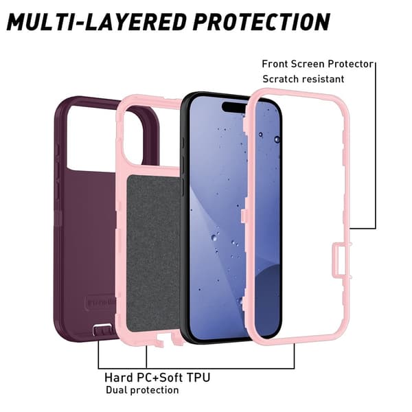 iPhone 17 Pro Skal Extreme Shockproof Hybrid Vinröd