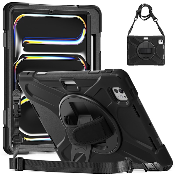 iPad Pro 11 2024 Skal 360° Hybrid Shockproof Kickstand Svart