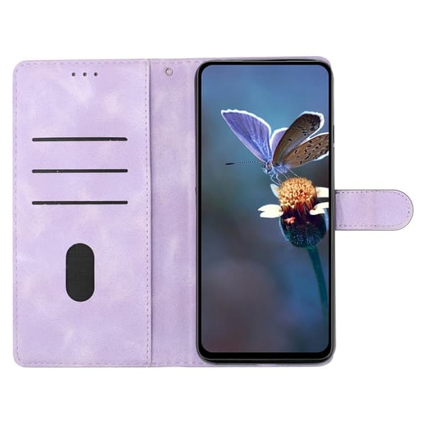 iPhone 17 Pro Max Fodral Med Blommigt Tryck Läder Lila