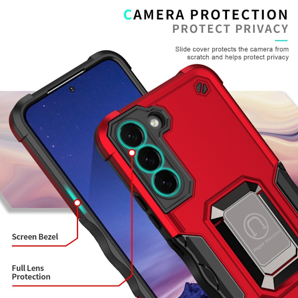 Samsung Galaxy S23 Skal Shockproof Ring Hybrid Svart