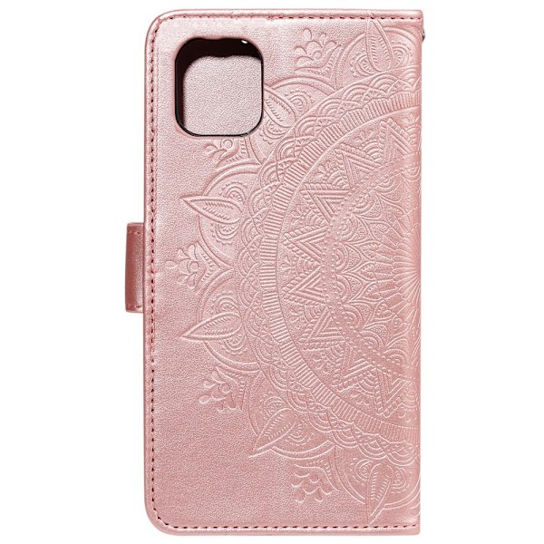 iPhone 13 - Tryckt Mandala Läder Fodral - Roséguld