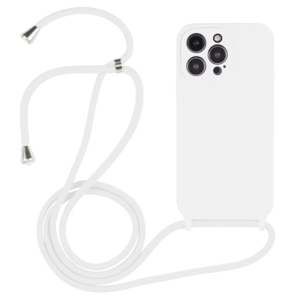 iPhone 15 Pro Skal Silikon Med Snodd Vit