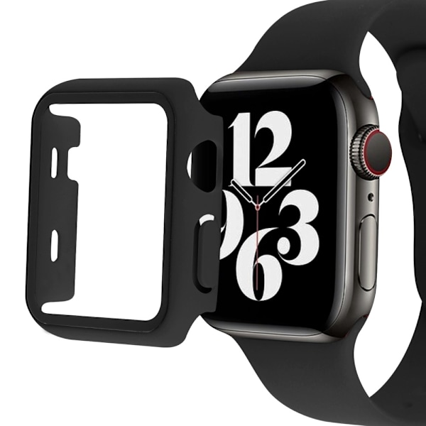 Silikon Armband + Skärmskydd Härdat Glas Apple Watch 41 mm Svart