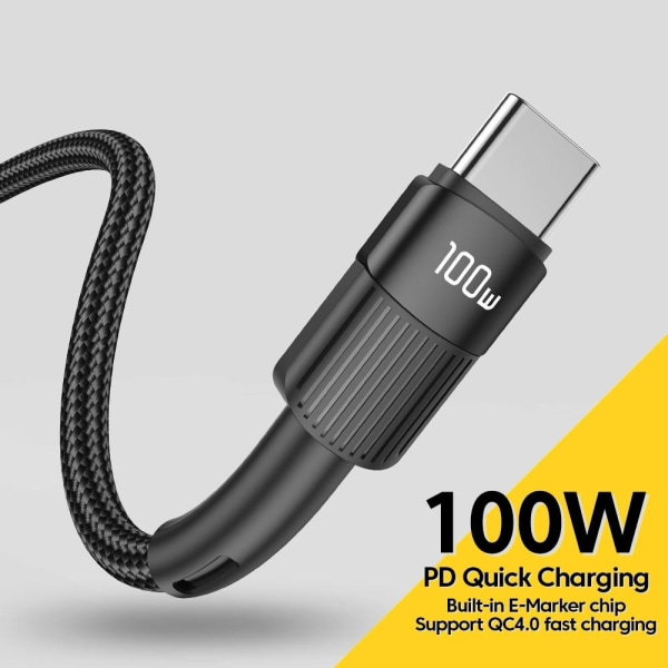 ESSAGER 1m 100W 5A PD USB-C - USB-C Laddningskabel Svart