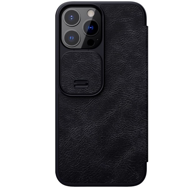 iPhone 13 Pro Max - NILLKIN Qin CamShield Läder Fodral - Svart
