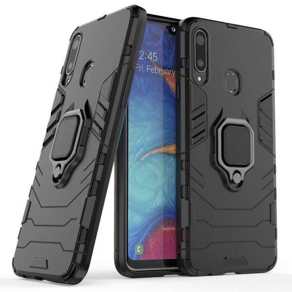 Samsung Galaxy A20s - Hybrid Ring Skal - Svart Black Svart