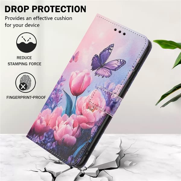 Samsung Galaxy A18/A17/A16/A26 Fodral Med Tryck Rosa Blommor