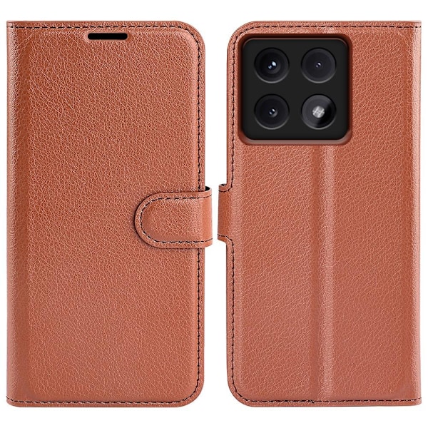 Xiaomi 14T Fodral Litchi Läder Brun