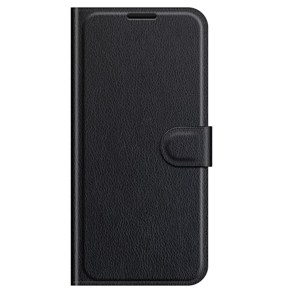 iPhone 13 Fodral Litchi Läder Svart Svart