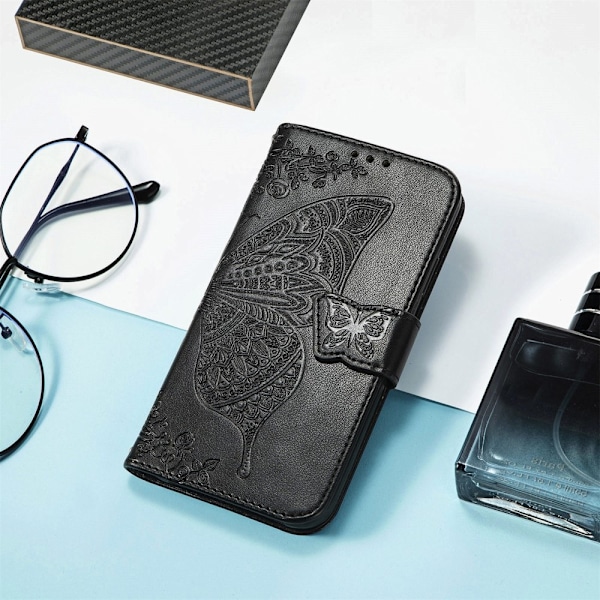 iPhone 16e Fodral Med Fjäril Tryck Svart
