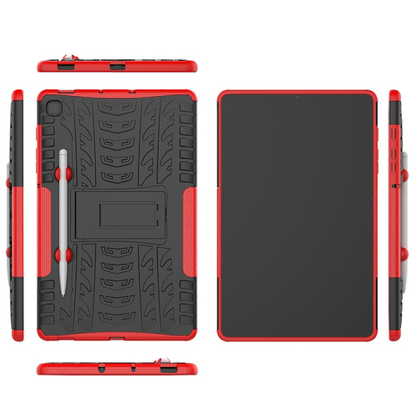Samsung Galaxy Tab S6 Lite Skal Rugged Kickstand Armor Röd Red Röd