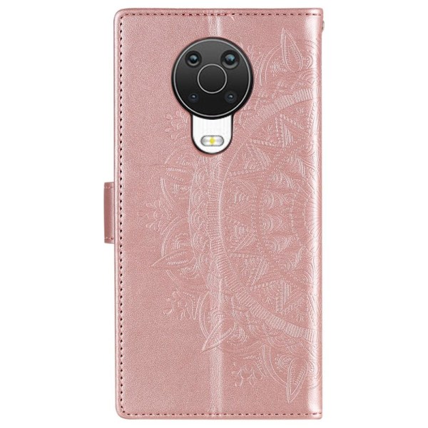 Nokia G10 / G20 Fodral Tryckt Mandala Läder Roséguld