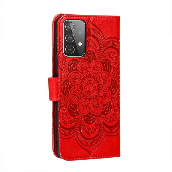 Samsung Galaxy A52 / A52s - Mandala Läder Fodral - Röd Red Röd