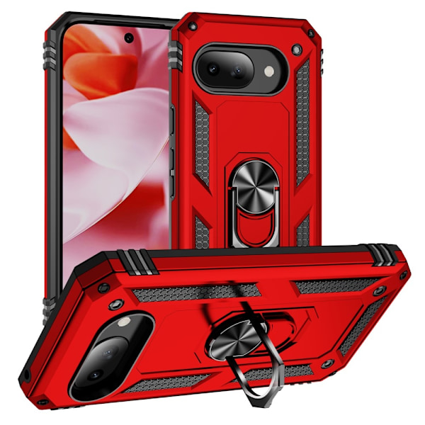 Google Pixel 9a Skal Shockproof Hybrid Ring Röd