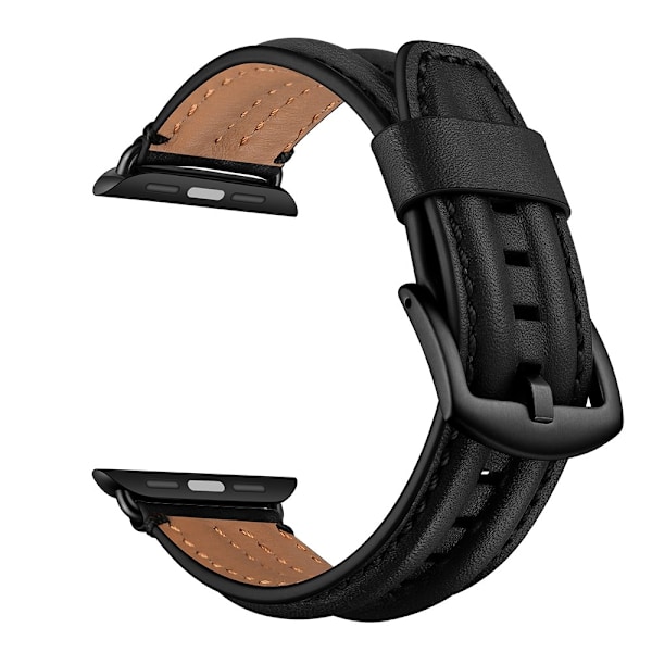 Äkta Läder Armband Apple Watch 42/44/45/49 mm Svart Black Svart