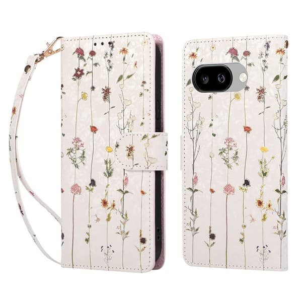Google Pixel 10a Fodral RFID Läder Små Blommor