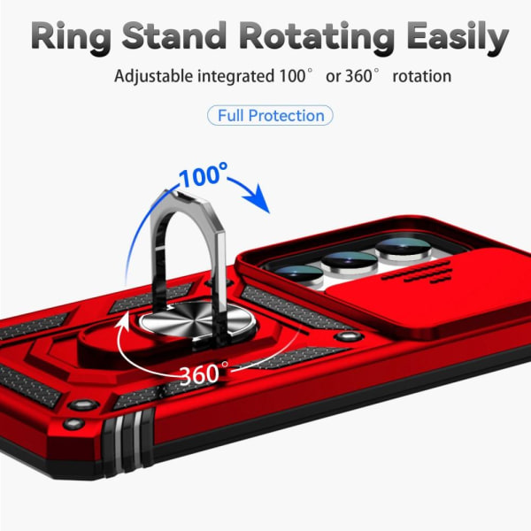 Samsung Galaxy S23 Plus Skal CamShield Ring Röd