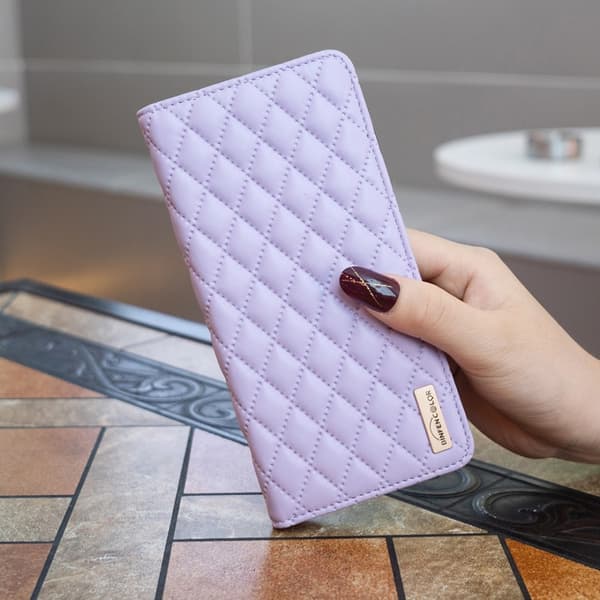 BINFEN iPhone 16 Plus Fodral Diamond Flip Läder Lila