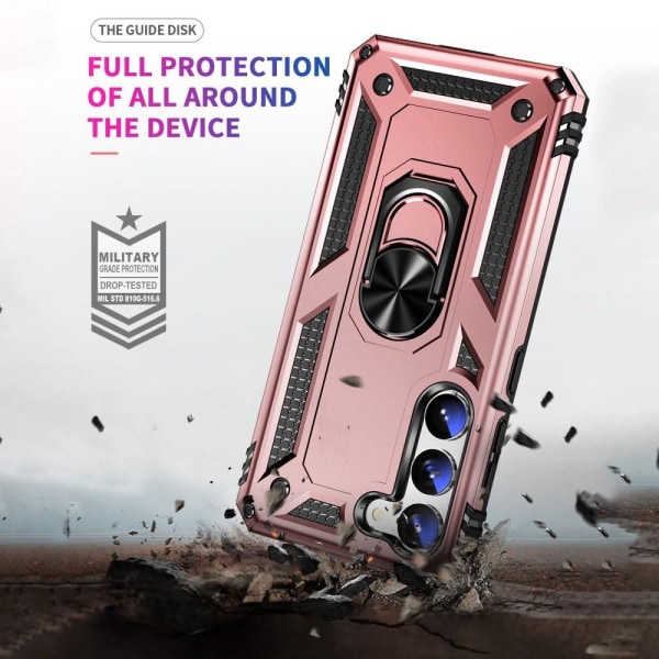 Samsung Galaxy S23 Skal Shockproof Ring Hybrid Roséguld