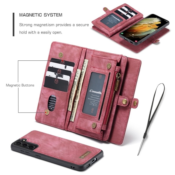 Samsung Galaxy S21 Plus - CASEME 2-i-1 Multifunkti Red Röd