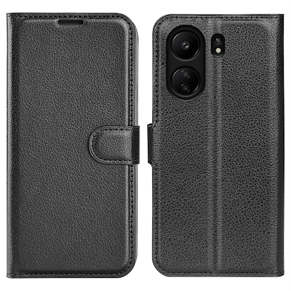 Xiaomi Redmi 13C 4G Fodral Litchi Läder Svart
