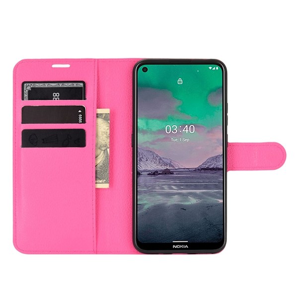 Nokia 3.4 - Litchi Läder Fodral - Rosa Pink Rosa