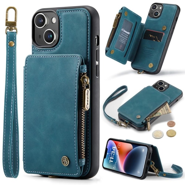CASEME iPhone 15 Plus Skal RFID Med Plånbok Blå