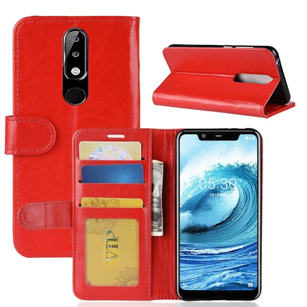 Nokia 5.1 Plus - Plånboksfodral - Röd Red Röd