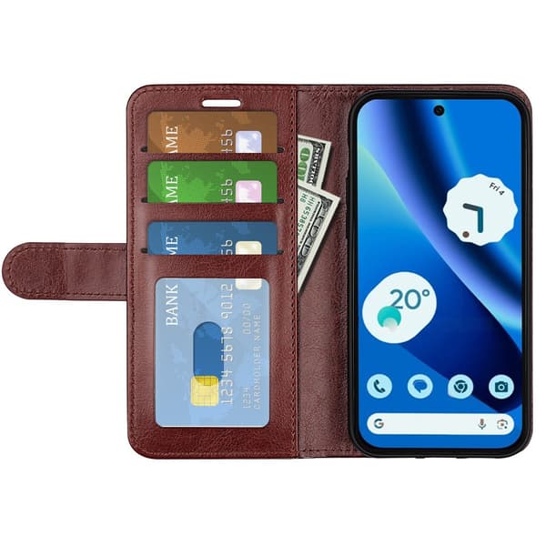 Google Pixel 10a Fodral Crazy Horse Läder Brun