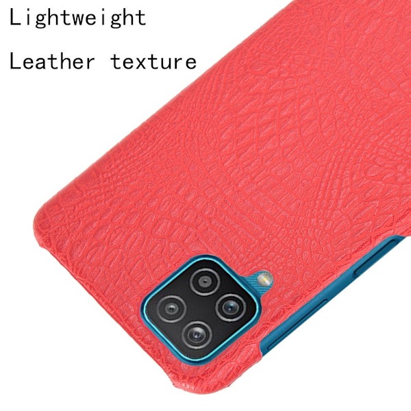 Samsung Galaxy A12 - Krokodil Textur Läder Skal - Röd Red Röd