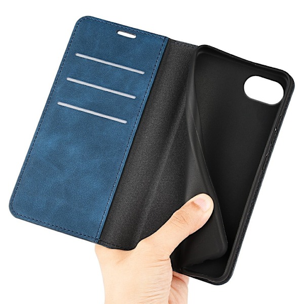 iPhone 16e Fodral Flip Skin Touch Blå