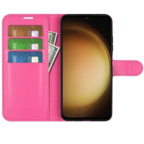 Samsung Galaxy S24 Plus Fodral Litchi Textur Rosa