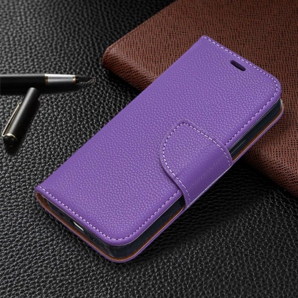 iPhone 12 Mini - Litchi Plånboksfodral - Lila Purple Lila