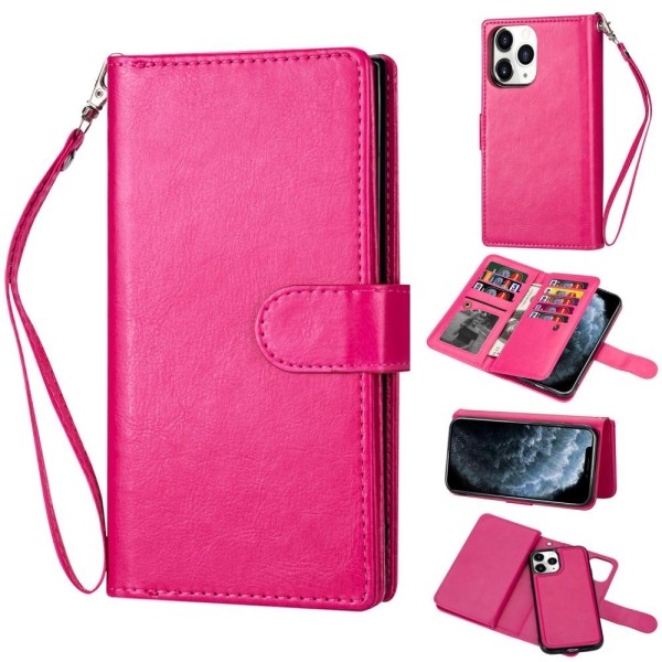 iPhone 12 / 12 Pro - 9-korts 2in1 Magnet/Fodral - Rosa Pink Rosa