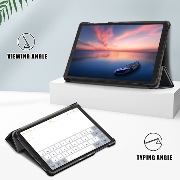Samsung Galaxy Tab A7 Lite 8.7 - Tri-Fold Läder Fodral - Svart