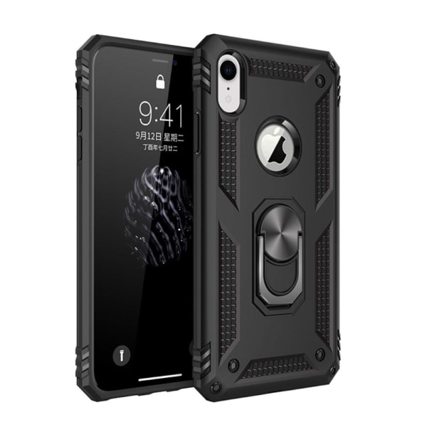 iPhone XR - Hybrid Armor Ring Skal - Svart Black Svart