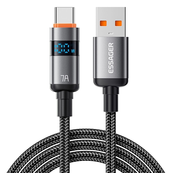 ESSAGER 2 m 100W 7A USB-C Laddningskabel Svart