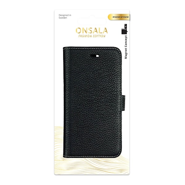 ONSALA iPhone 6/7/8/SE Fodral Äkta Läder Svart