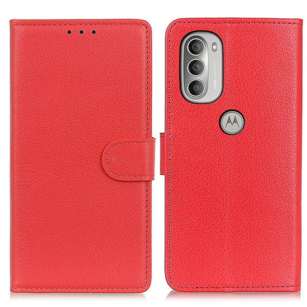 Motorola Moto G51 Fodral Litchi Textur Röd