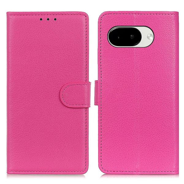Google Pixel 10a Fodral Litchi Läder Rosa