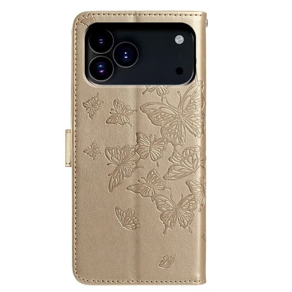 iPhone 18 Pro/17 Pro Fodral Med Fjäril Tryck Guld