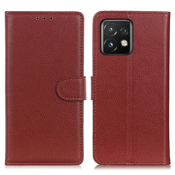 Motorola Edge 40 Pro 5G Fodral Litchi Läder Brun