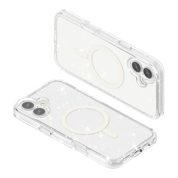 iPhone 17 Skal MagSafe Hybrid Glitter Vit