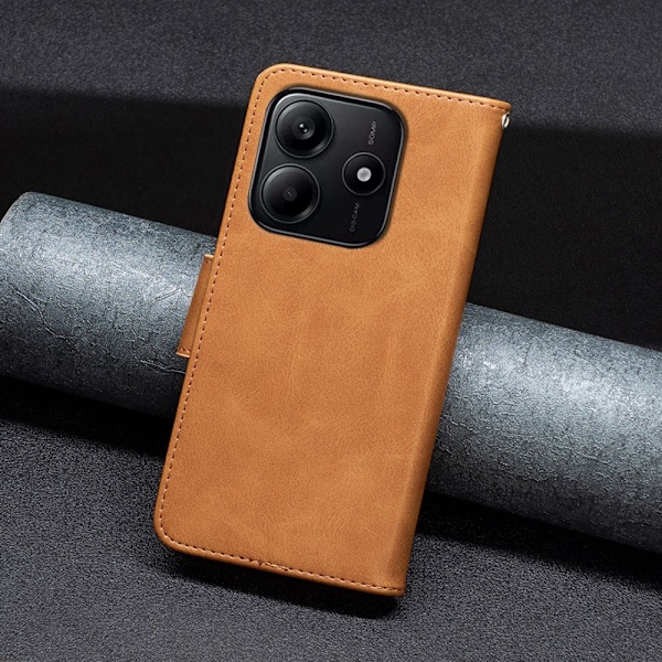 Xiaomi Redmi Note 14 4G Fodral Läder Solid Shark Brun