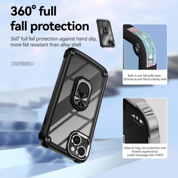 iPhone 15 Plus Skal Ring Shockproof Hybrid Svart