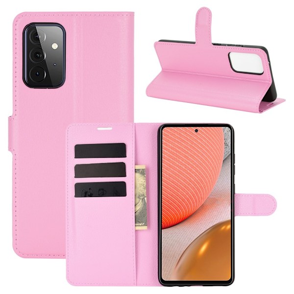 Samsung Galaxy A72 - Litchi Läder Fodral - Ljus Rosa LightPink Ljus Rosa