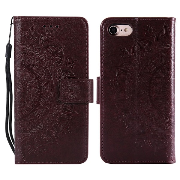 iPhone 16e Fodral Mandala Läder Brun